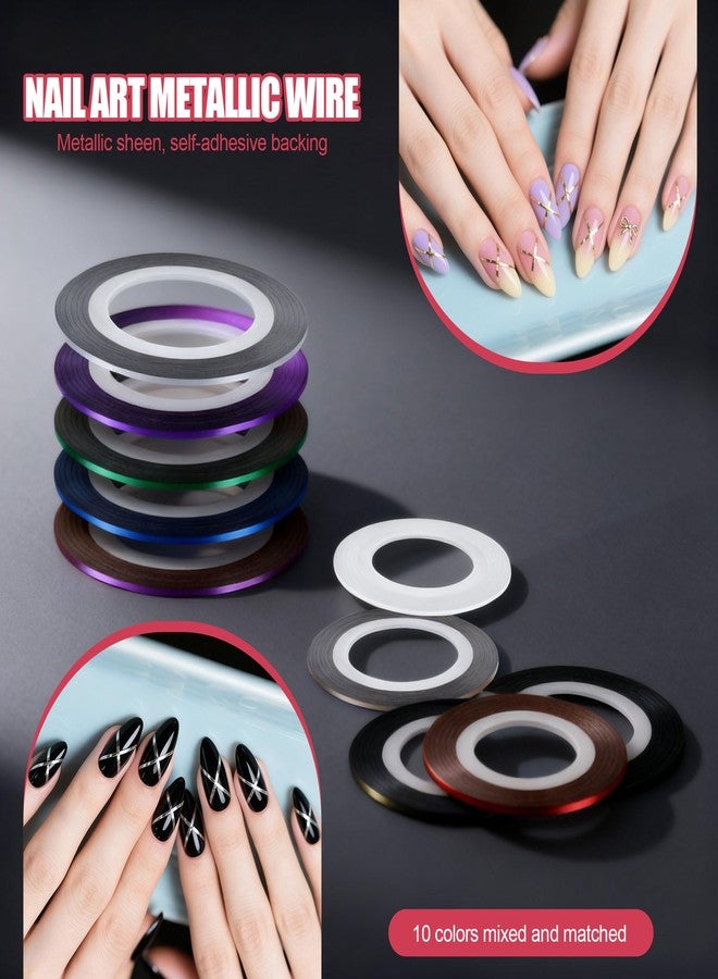 Artdone Nail Striping Tape Lines Kit With Nail Art Pens Dotting Tools And Liner Brushes For Gel Polish Small Detail Drawing Design Paint - Image 2